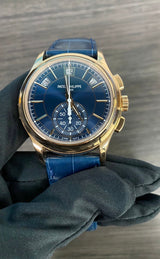 Patek Philippe 5905R-010 Rose Gold Blue Dial Annual Calendar Chronograph