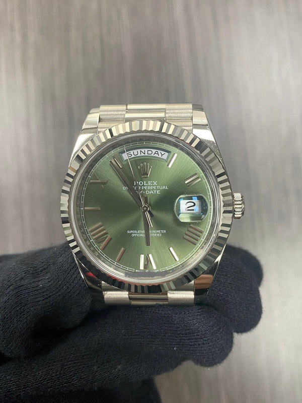 Rolex 228239 White Gold Olive Dial Day Date