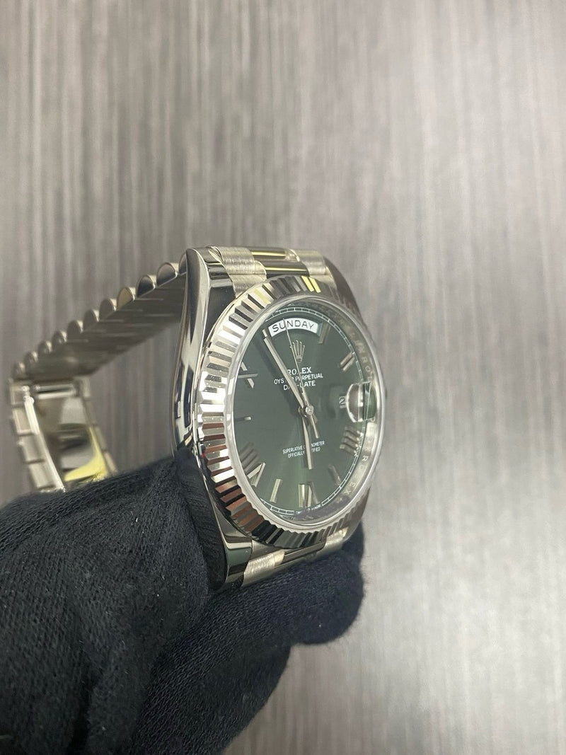 Rolex 228239 White Gold Olive Dial Day Date