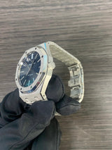 Audemars Piguet 15410BC White Gold Frosted Blue Dial Royal Oak