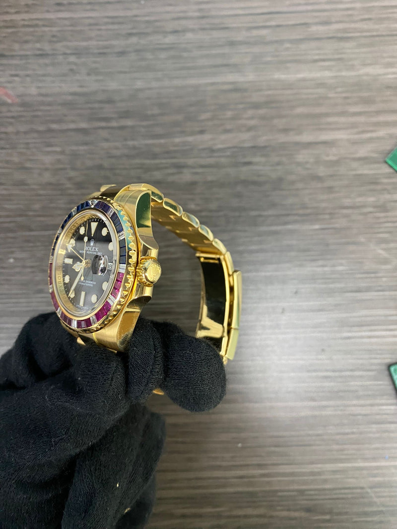 Rolex 116748SARU Yellow Gold GMT Factory Gemset