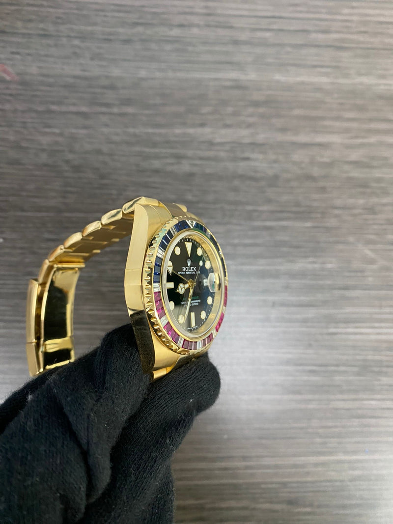 Rolex 116748SARU Yellow Gold GMT Factory Gemset