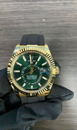 Rolex 336238 Yellow Gold Green Dial Oysterflex