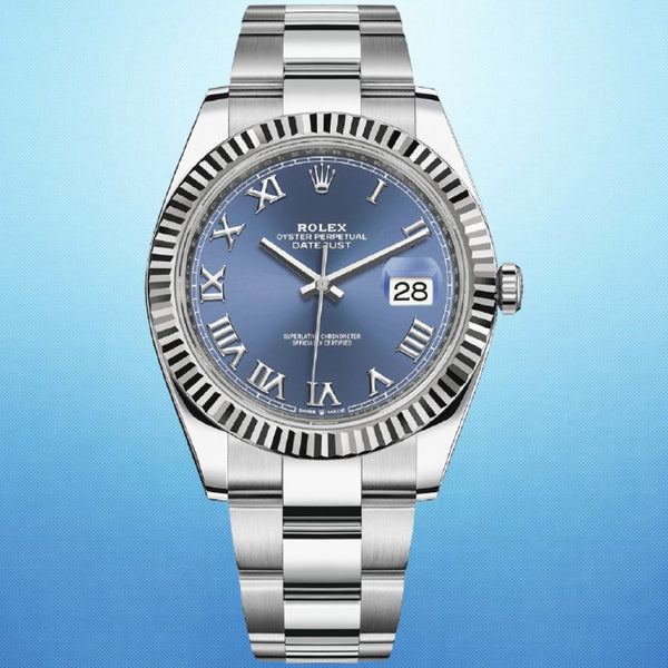 Rolex 126334 Datejust 41mm Fluted Blue Roman Dial Oyster