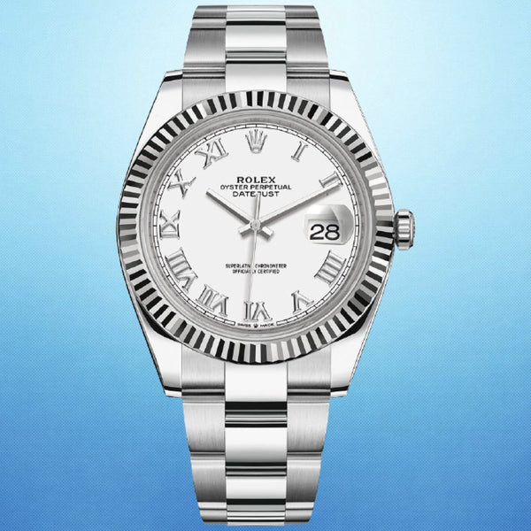 Rolex 126334 Datejust 41mm Fluted White Roman Dial Oyster