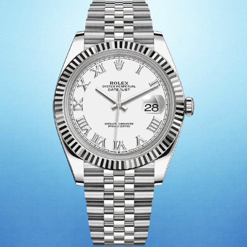 Rolex 126334 Datejust 41mm Fluted White Roman Dial Jubilee