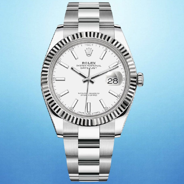 Rolex 126334 Datejust 41mm Fluted White Stick Dial Oyster