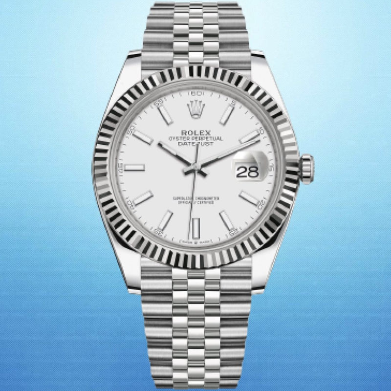 Rolex 126334 Datejust 41mm Fluted White Stick Dial Jubilee